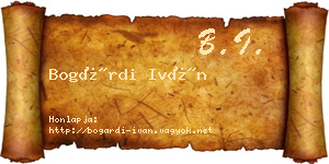 Bogárdi Iván névjegykártya